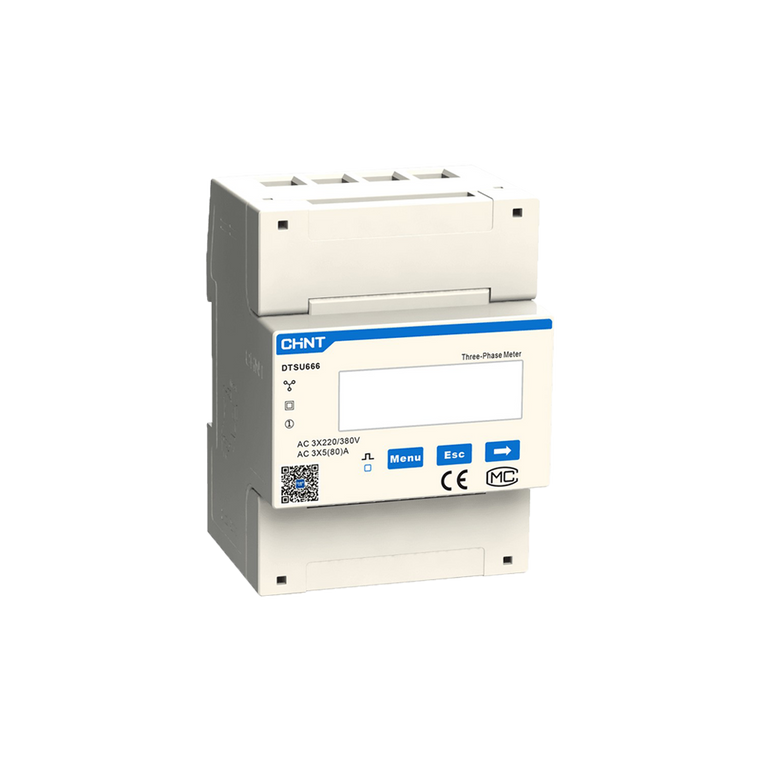 Driefasen energiemeter met stroomtransformator