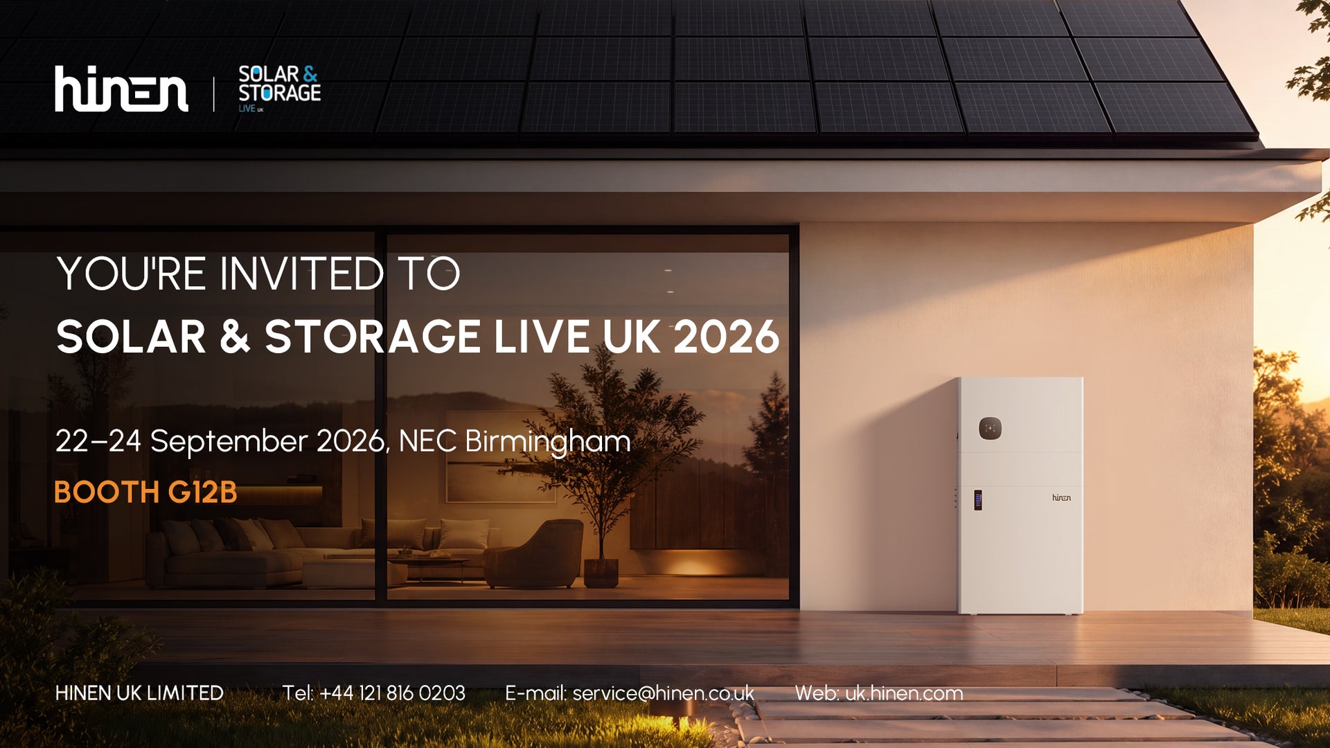 Hinen invites you to Solar & Storage Live UK 2026